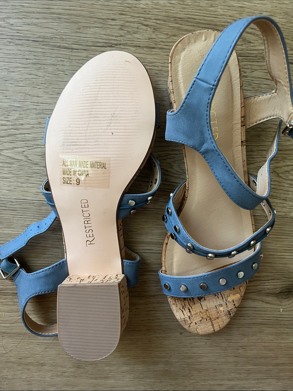 Restricted Blue Studded Women’s Ankle-Strap Sandals - Picture 5 of 7